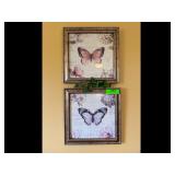 Set of 2 Framed Butterfly Wall Art Prints
