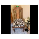 Vintage Oak Cane Back Dining Chair Floral