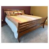 Brown Wooden Sleigh Bed Frame Mattress
