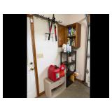 Mixed lot of garage storage and tools