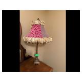 Vintage Table Lamp Fabric Shade Home Decor