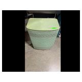 Vintage Green Wicker Laundry Hamper