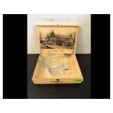 Anheuser Fehrs Wooden Box 3 Beer Glasses