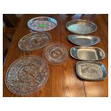 Mixed lot of 7 Glass Metal Platters Trays