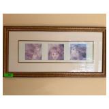 Framed Triptych Art Print Cherubic Faces Gold