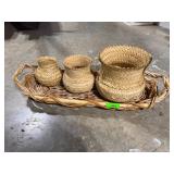 Woven Wicker Tray Baskets Natural
