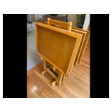 Vintage Wood TV Tray Table Set with Stand