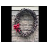 Large Grapevine Wreath Red Bow Lights