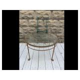 Vintage Brown Metal Glass Top Side Table