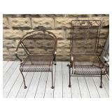 Set of 2 Vintage Brown Metal Patio Chairs