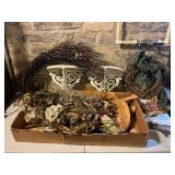 Mixed lot of Dried Flowers Wreaths Shelves
