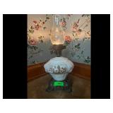 Vintage Floral Glass Oil Lamp