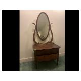 Antique Oak Vanity Dresser with Mirror