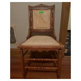 Vintage Wooden Chair Upholstered Seat Brown