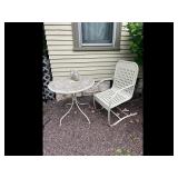 Vintage Metal Cream Patio Table Chair Set