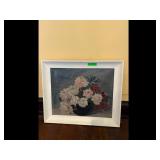 Vintage Floral Still Life Painting White Frame