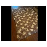 Floral Print Comforter Set Brown White Grey