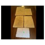 Set of 5 Shag Bath Rugs Beige White