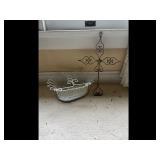Vintage Metal Wall Cross and Wire Basket Set