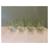 Set of 8 Green Glass Stemmed Glasses