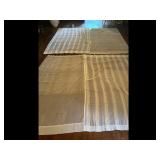 Sheer Striped Curtains White Beige Set of 2