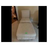 Cream Damask Chaise Lounge Ottoman