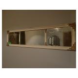 Vintage Cream Etched Glass Mirror Ornate Frame