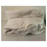 White Quilted Comforter Duvet Ruffled Edge