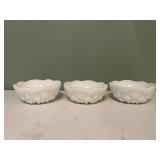 Set of 3 Vintage White Milk Glass Bowls
