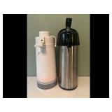 Vintage Thermos Carafe Set White Steel