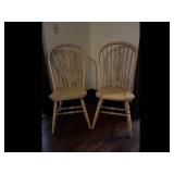Set of 2 Cream Yellow Spindle Back Chairs