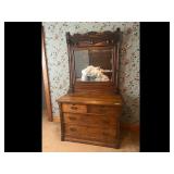 Antique Oak Dresser with Mirror