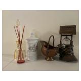 Vintage Copper Wishing Well Decor with Accents
