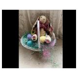 Easter Basket Stuffed Bunny Decorative Eggs