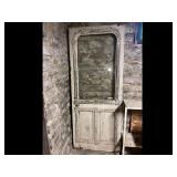 Antique Ornate Wood Glass Door White