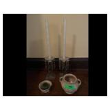 Mixed lot Crystal Candlesticks Ceramic Vase