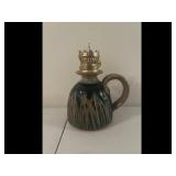 Vintage Ceramic Oil Lamp Brass Burner