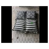 Set of 4 Black White Patterned Outdoor Cushions