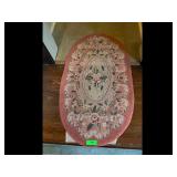 Pink Floral Oval Rug