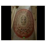 Pink Floral Oval Accent Rug