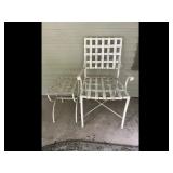 Vintage White Woven Metal Chair Side Table Set