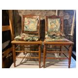 Mixed Lot of 2 Antique Wooden Floral Chairs