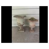 Vintage Cast Iron Urn Planters Set of 2
