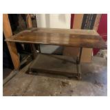 Vintage Wooden Table Shelf Casters