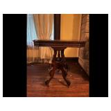 Antique Wooden Side Table Carved Base
