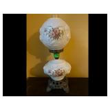 Vintage Floral Glass Lamp Ornate Base