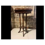 Antique Wooden Pedestal Plant Stand Table