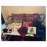 Mixed lot of Christmas Red Green Linens Decor