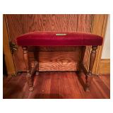 Vintage Red Velvet Upholstered Footstool Ottoman