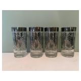 Set of 4 Vintage Silver Overlay Highball Glasses